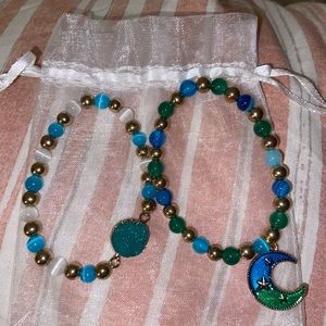 Crystal & Moon Charm Bracelet Duo - Turquoise 💘